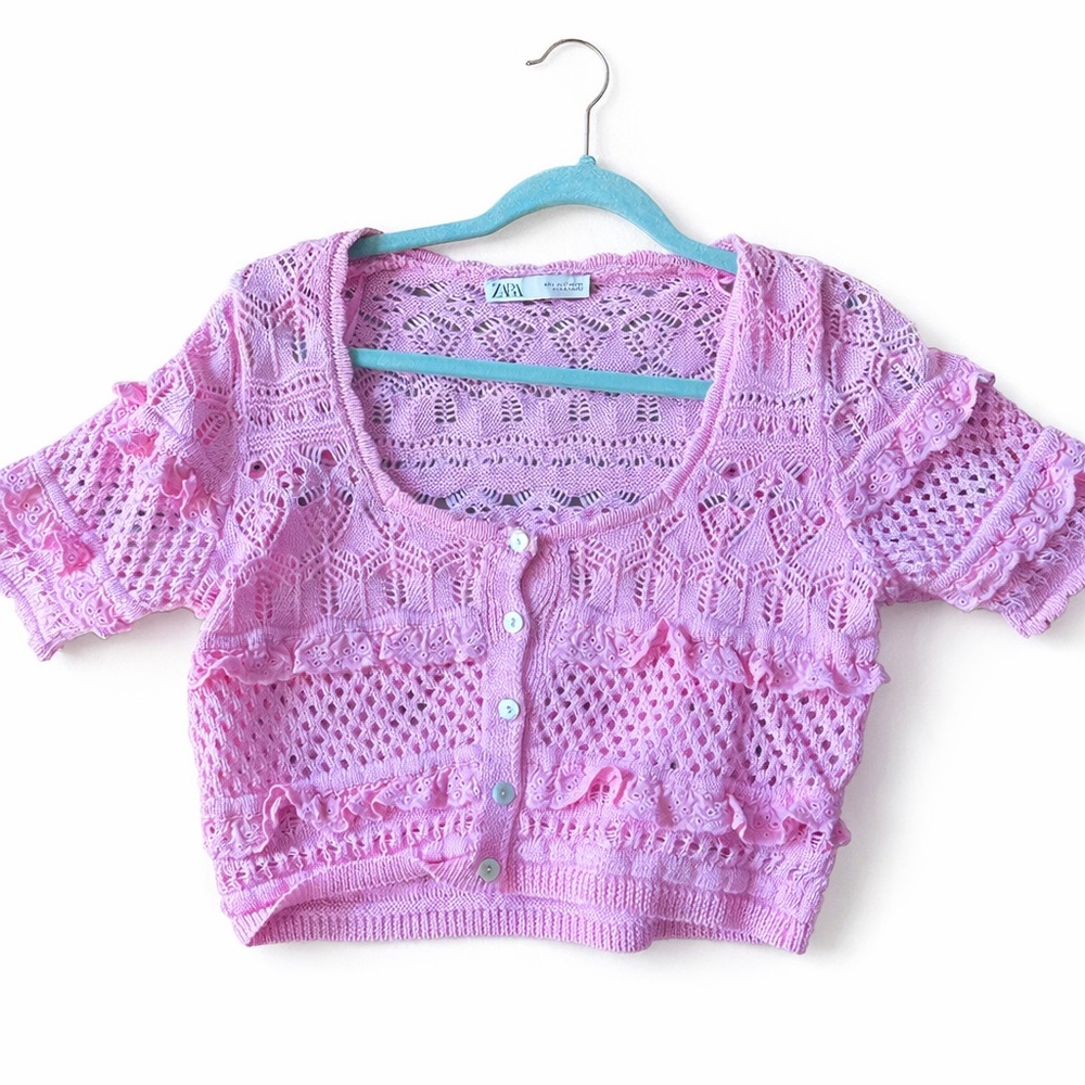 Zara Light Pink Crochet Blouse